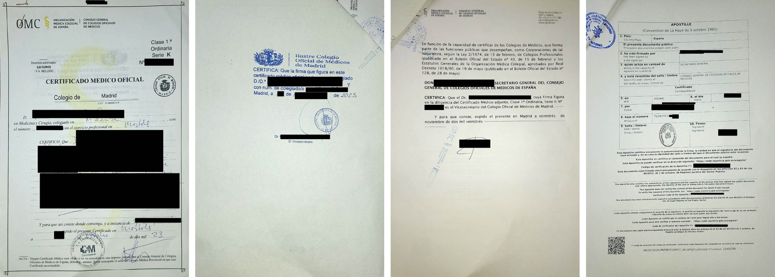 Ejemplo de un Certificado Médico Apostillado
